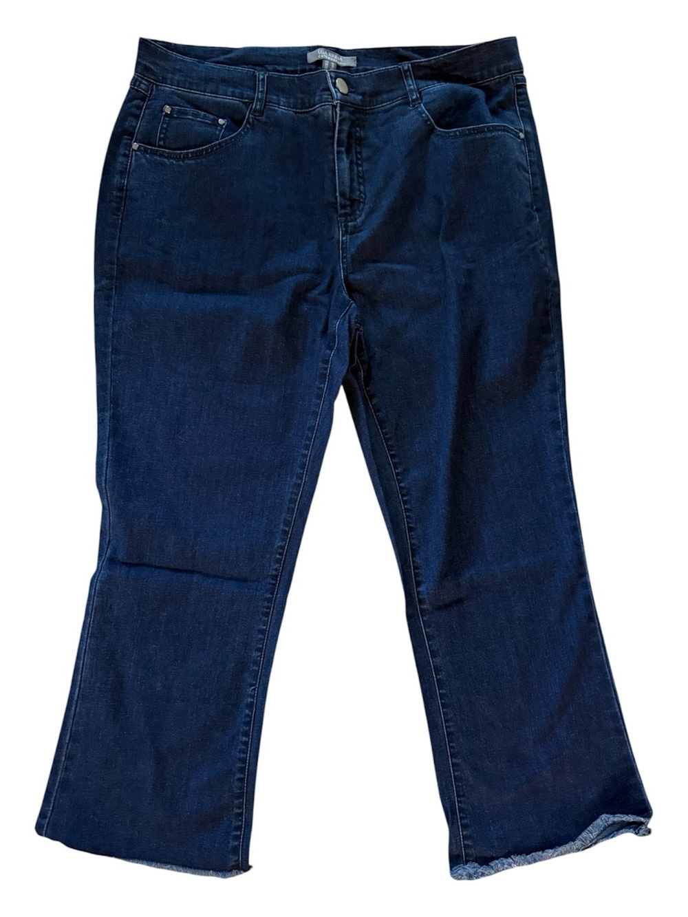 Lisa Rinna Collection Dark Wash Frayed Hem Women’s Denim Jeans Size 14